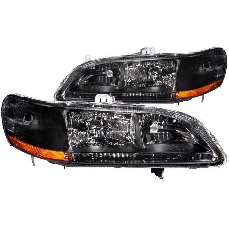 ANZO 1998-2002 Honda Accord Faróis de cristal preto