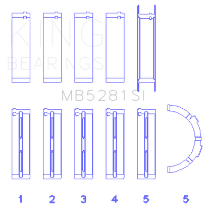 King Engine Bearings Ford 281CI 4.6L V8 (Size +0.5) Main Bearing Set