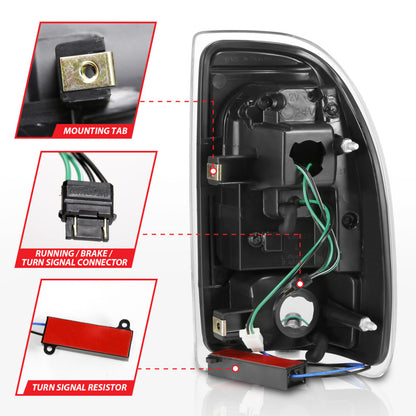 ANZO 1997-2004 Dodge Dakota Lanternas traseiras de LED com carcaça preta Par de lentes transparentes
