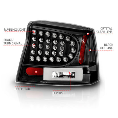 ANZO 2006-2008 Dodge Charger Lanternas traseiras LED pretas