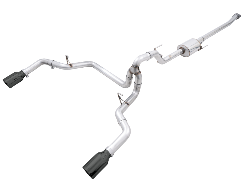 Escape traseiro duplo AWE 0FG 21+ Ford F150 Cat-Back de 5 pol. Pontas Diamond Black