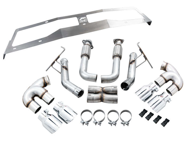 Escape AWE Tuning 2020 Chevrolet Corvette (C8) Track Edition - Quad Chrome Silver Tips