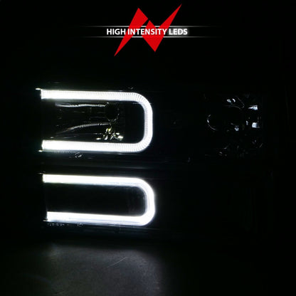 ANZO 88-98 Chevrolet C1500 Faróis de cristal com barra de luz Caixa preta com marcadores laterais de sinal 8 unidades