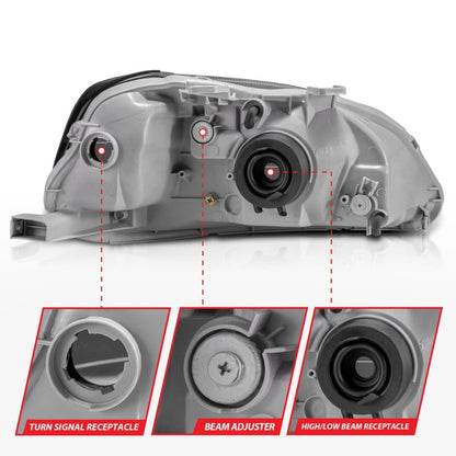 ANZO 1999-2000 Honda Civic Crystal Faróis pretos