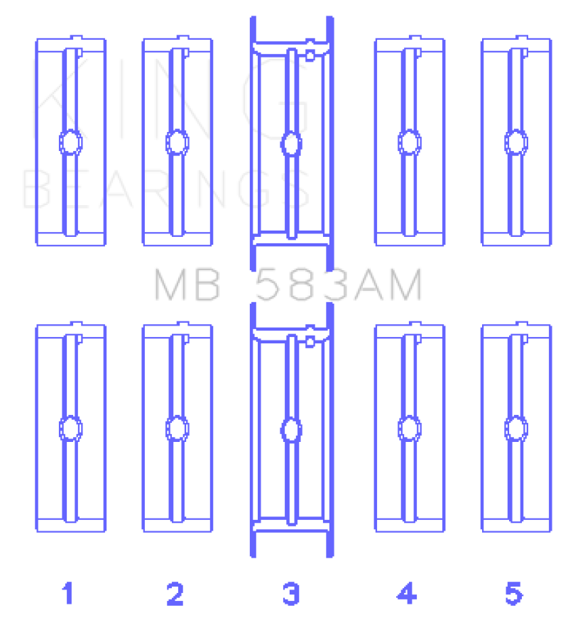 King Engine Bearings Ford 239/256/272/292 Crankshaft Main Bearing Set
