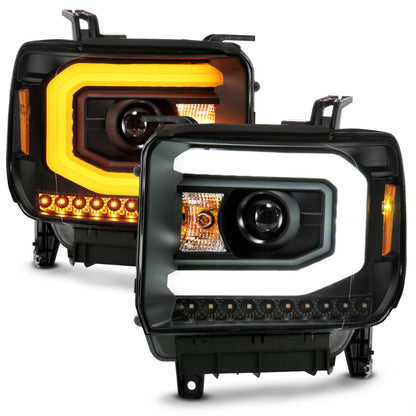ANZO GMC SIERRA 1500 14-15 2500H/15-19 Projetor Farol Plank Estilo Preto com Switchback (Halogênio)