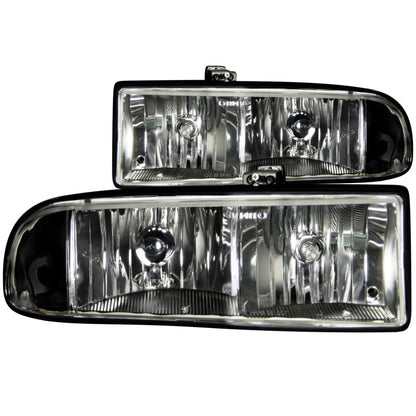 ANZO 1998-2005 Chevrolet S-10 Faróis de cristal preto