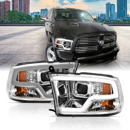 ANZO 09-18 Dodge Ram 1500 projetor estilo prancha faróis cromados com halo