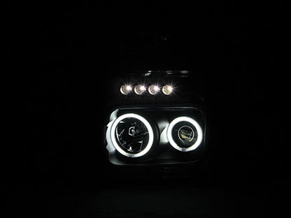 ANZO 2008-2010 Ford F-250 Projetor Faróis com Halo Preto (CCFL)