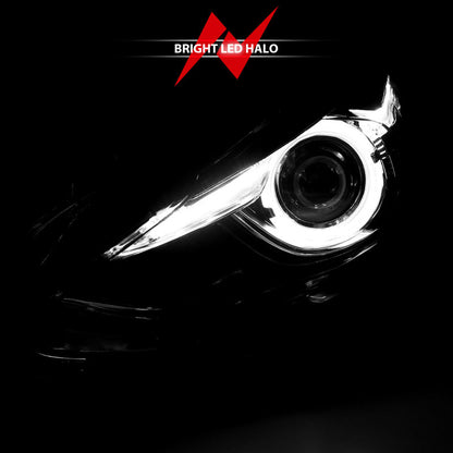 Faros delanteros proyectores ANZO con halo negro con ámbar 14-17 Mazda 3