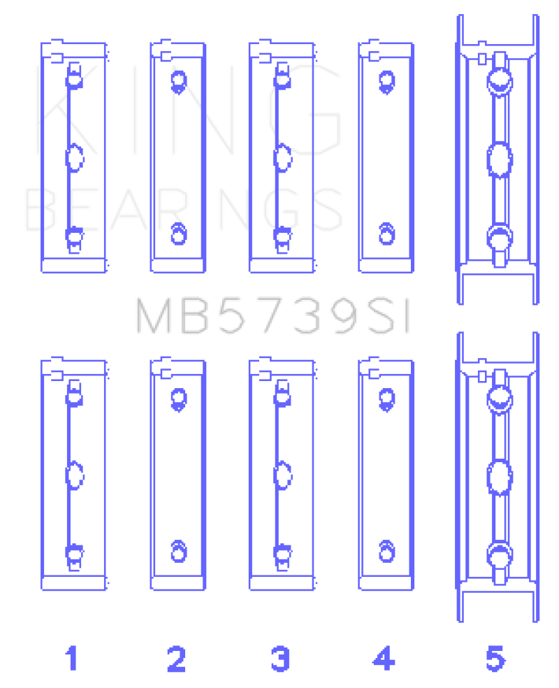 King Engine Bearings Subaru EJ20/EJ22/EJ25 Bi-Metal Silicon Aluminum Main Bearing Set - Size +.002mm