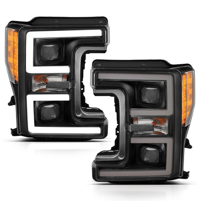 Faróis de LED ANZO 17-18 Ford F-250 Super Duty Plank-Style Farol de LED preto (par)