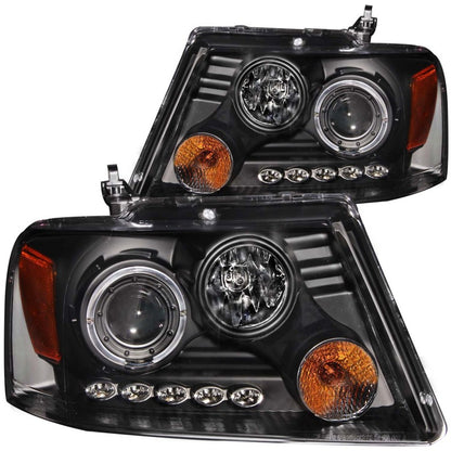 ANZO 2004-2008 Ford F-150 Projetor Faróis c/ Halo e LED Preto G2