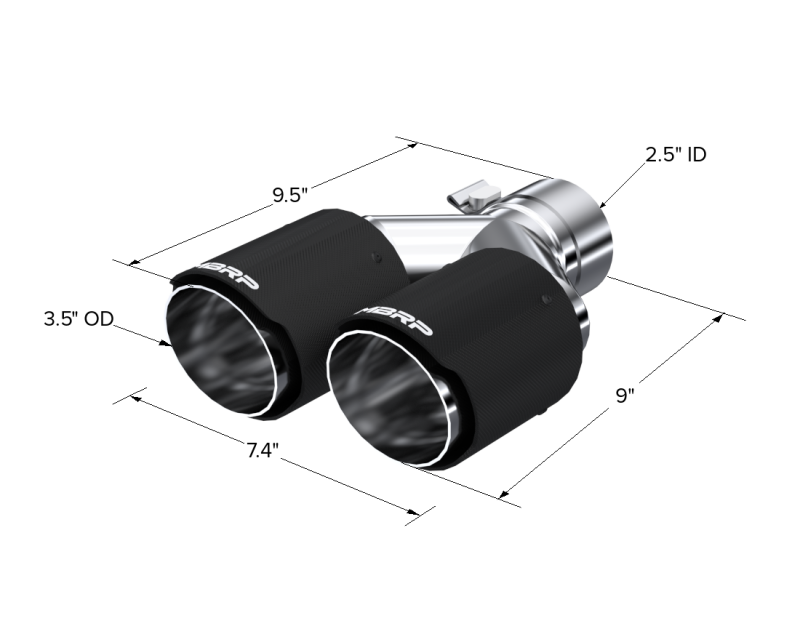 MBRP Fibra de Carbono Universal Punta Doble 3.5in OD/2.5in Entrada
