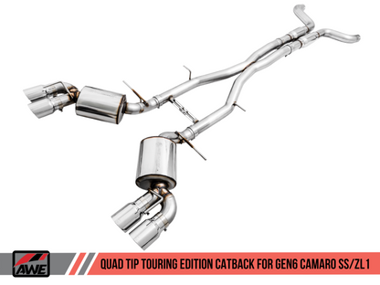 AWE Tuning 16-19 Chevy Camaro SS Res Cat-Back Exhaust-Touring Edition (Quad Chrome Silver Tips)