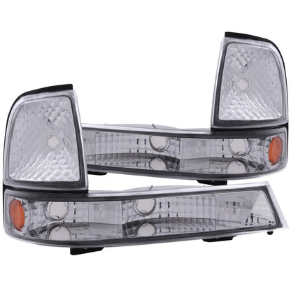 ANZO 1998-2000 Ford Ranger Euro Luzes de estacionamento cromadas com refletor âmbar