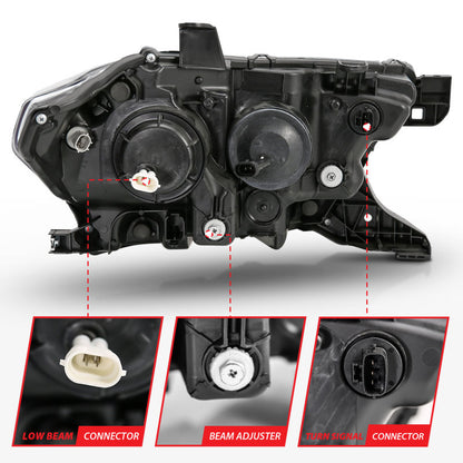 ANZO 2016-2017 Toyota Tacoma Faros delanteros proyectores con estilo tablón Switchback negro con ámbar