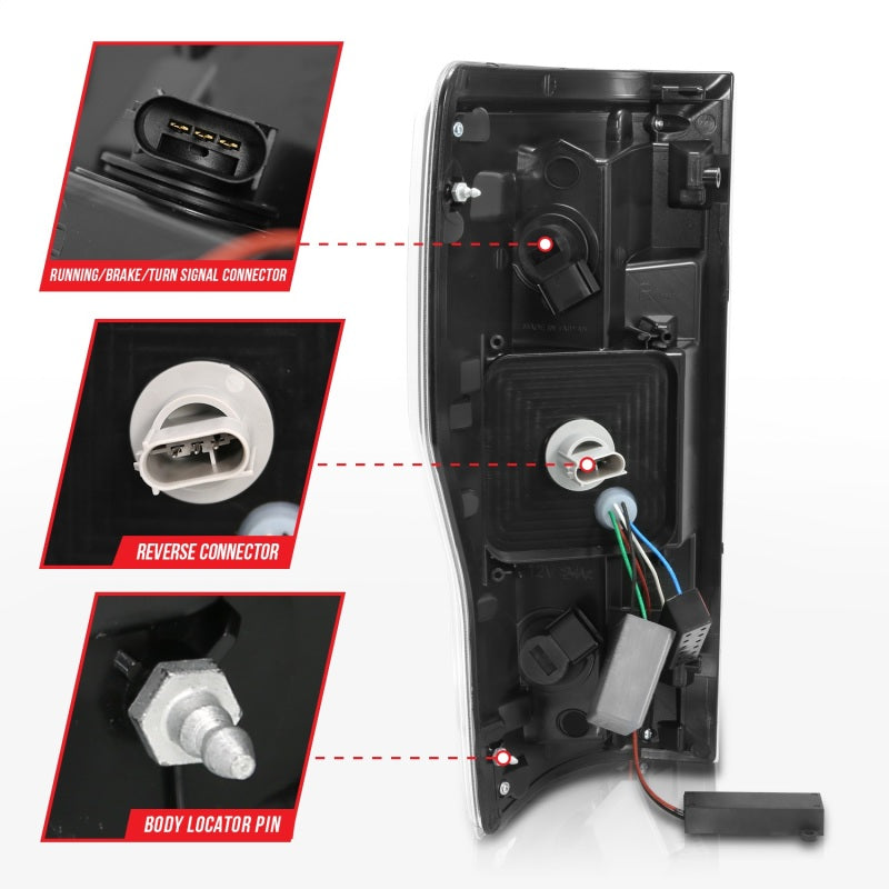 Lanternas traseiras de LED ANZO 2017+ Ford F-250 - pretas/fumaça