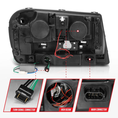 ANZO 2002-2009 Chevrolet Trailblazer Faróis projetores com halo preto