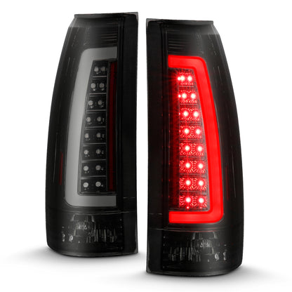 ANZO 1999-2000 Cadillac Escalade LED lanternas traseiras caixa preta par de lentes fumaça