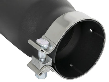 aFe MACH Force-Xp 409 Punta de escape de acero inoxidable 3.5 pulg. x 4.5 pulg. Salida x 12 pulg. L Abrazadera