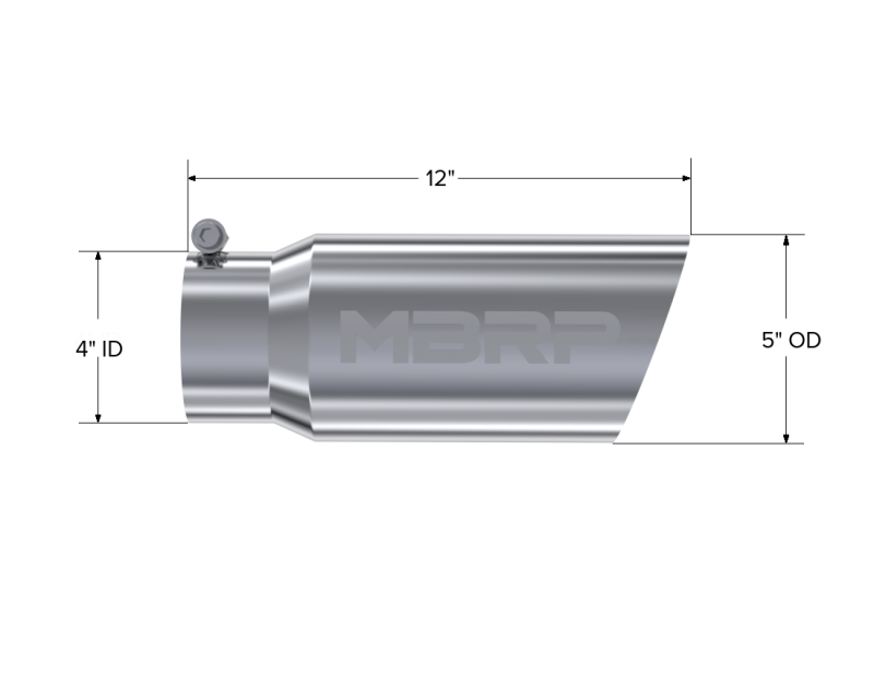 MBRP Punta universal 5 OD Ángulo Pared simple 4 entradas 12 longitud