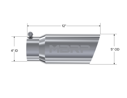 MBRP Punta universal 5 OD Ángulo Pared simple 4 entradas 12 longitud