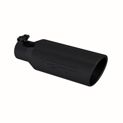 Punta universal MBRP 4 in OD Extremo enrollado en ángulo Entrada de 2,5 in Longitud de 12 in Negro