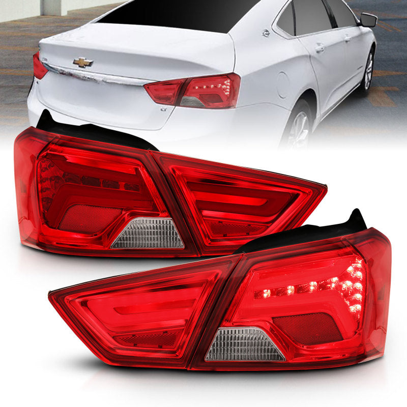 Lanternas traseiras de LED ANZO 14-18 Chevrolet Impala vermelho/transparente