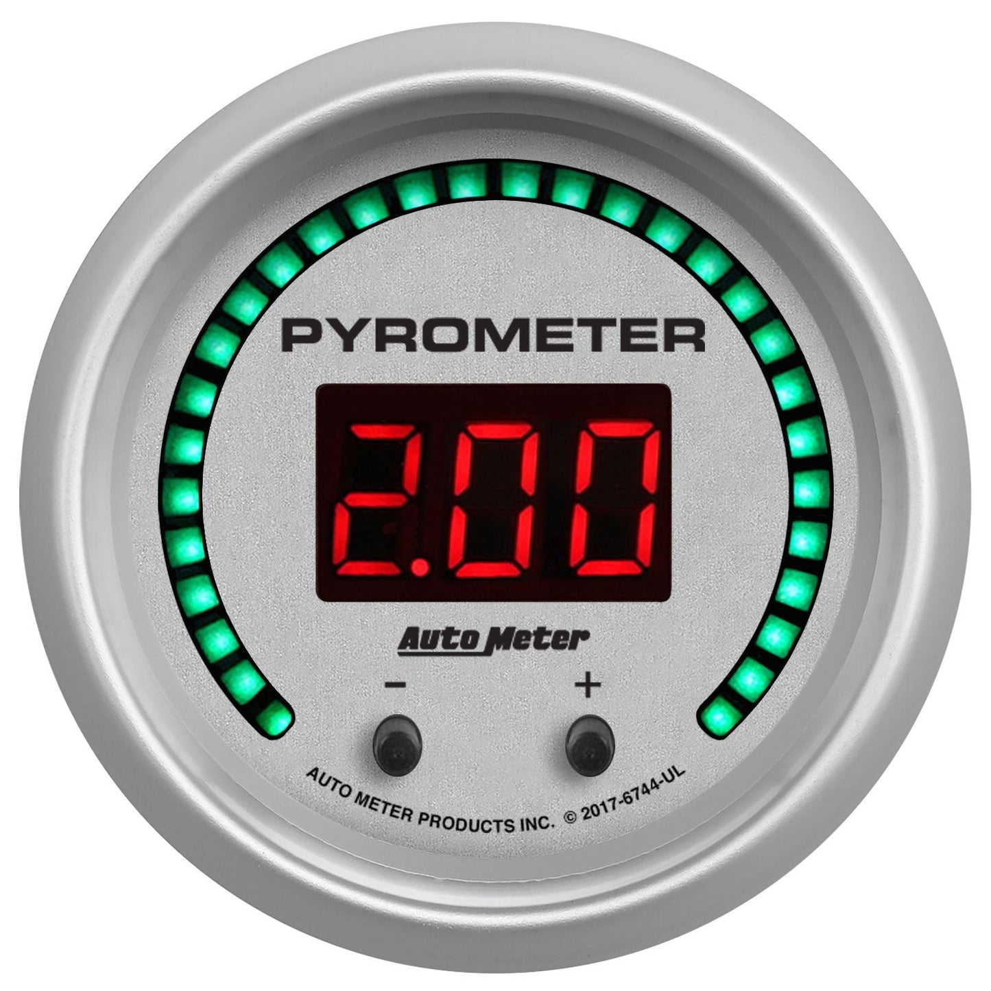AutoMeter - 2-1/16" TWO CHANNEL PYROMETER (EGT), 0-2,000 ºF (0-1,100 ºC), ULTRA-LITE ELITE DIGITAL (6744-UL)