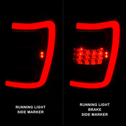 Lanternas traseiras de LED ANZO 1999-2004 Jeep Grand Cherokee com barra de luz preta com lentes fumê