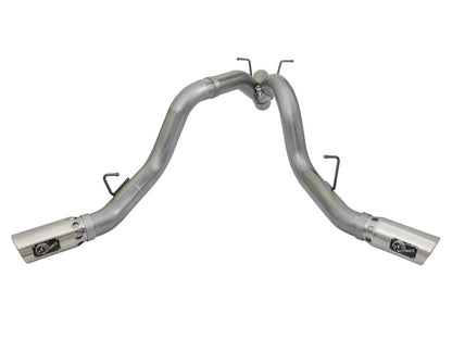 Escapamento aFe Large Bore-HD 4in 409-SS DPF-Back com pontas polidas duplas 2017 GM Duramax V8-6.6L (td) L5P