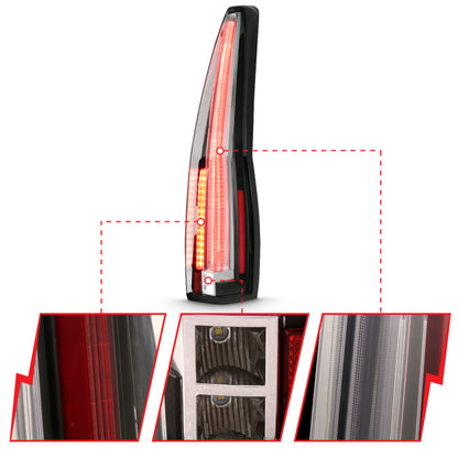 ANZO 2007-2014 Cadillac Escalade Lanternas traseiras de led vermelho/transparente