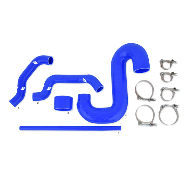 Mishimoto Subaru 02-07 WRX/04-07 STi Kit de intercooler de montagem superior - Mangueiras azuis e prateadas revestidas a pó