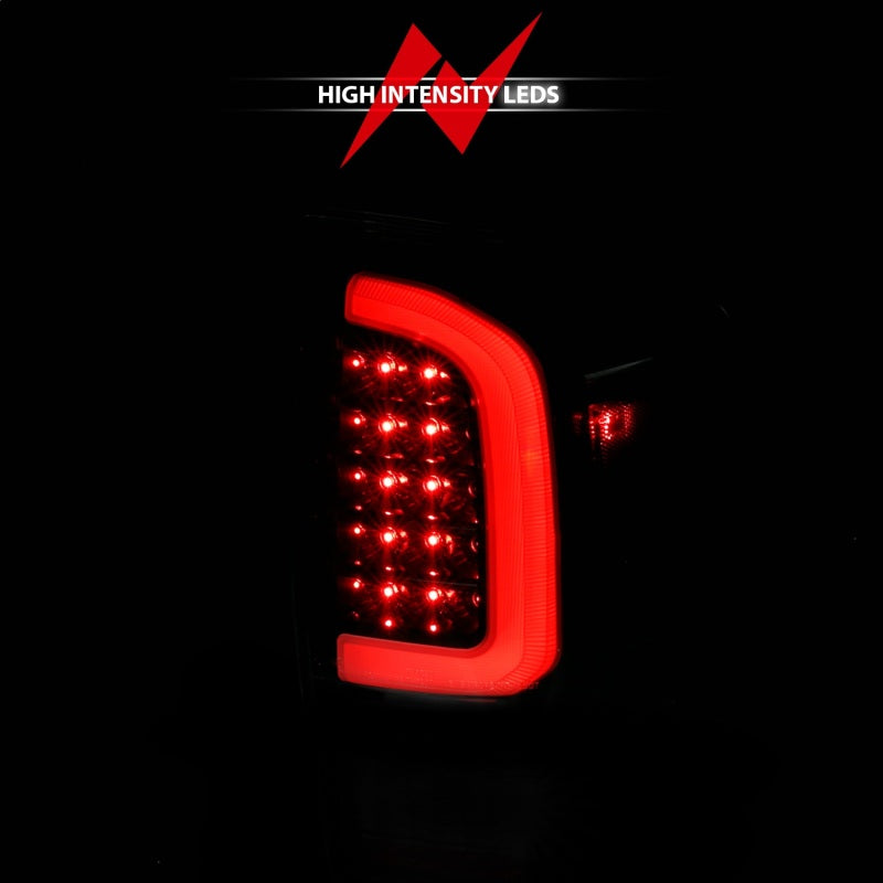 Lanternas traseiras de LED ANZO 16-21 Toyota Tacoma - com barra de luz preta sequencial e lentes transparentes