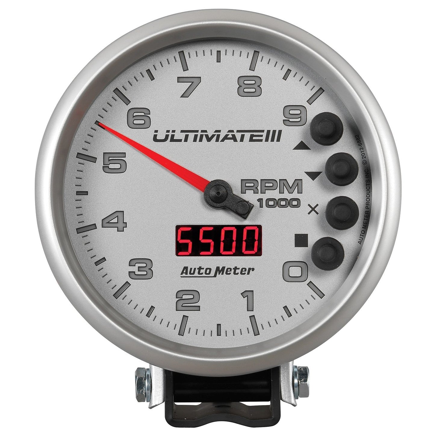 AutoMeter - 5" TACHOMETER, 0-9000 RPM, PEDESTAL, ULTIMATE III PLAYBACK, SILVER (6882)