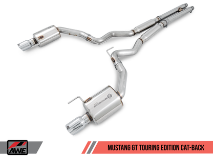 Escape AWE Tuning S550 Mustang GT Cat-back - Touring Edition (Diamond Black Tips)