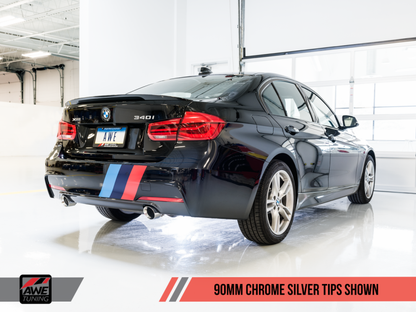 AWE Tuning BMW F3X 340i Touring Edition Escape traseiro - Pontas cromadas (90 mm)