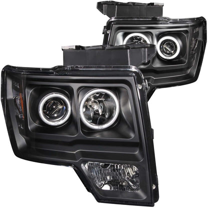 ANZO 2009-2014 Ford F-150 Faros delanteros proyectores con Halo Black (CCFL)