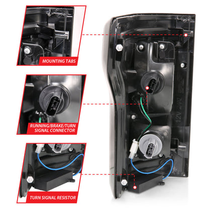 Lanternas traseiras de LED ANZO 15-17 Ford F-150 pretas com sequencial