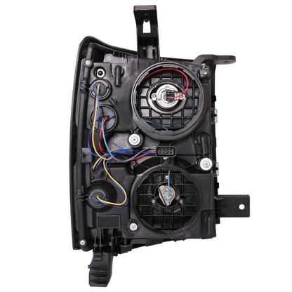 ANZO 14-15 Chevrolet Silverado 1500 Faros delanteros proyectores con estilo tablón Switchback negro con ámbar