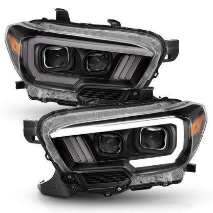 ANZO 2016-2017 Toyota Tacoma Projetor Faróis c/ Plank Style Switchback Preto c/ Âmbar c/ DRL