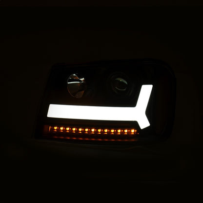ANZO 2006-2009 Chevrolet Trailblazer Faróis projetores com design estilo prancha preto c/ âmbar