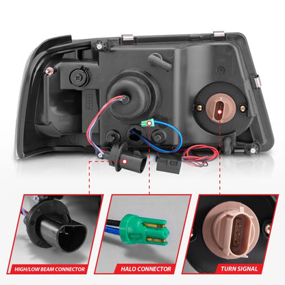 ANZO 2001-2011 Ford Ranger Projetor Faróis com Halo Preto (CCFL) 1 peça