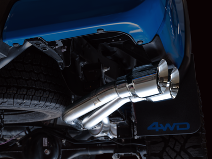 AWE 16-22 Toyota Tacoma 0FG Catback Escape con BashGuard - Puntas plateadas cromadas dobles