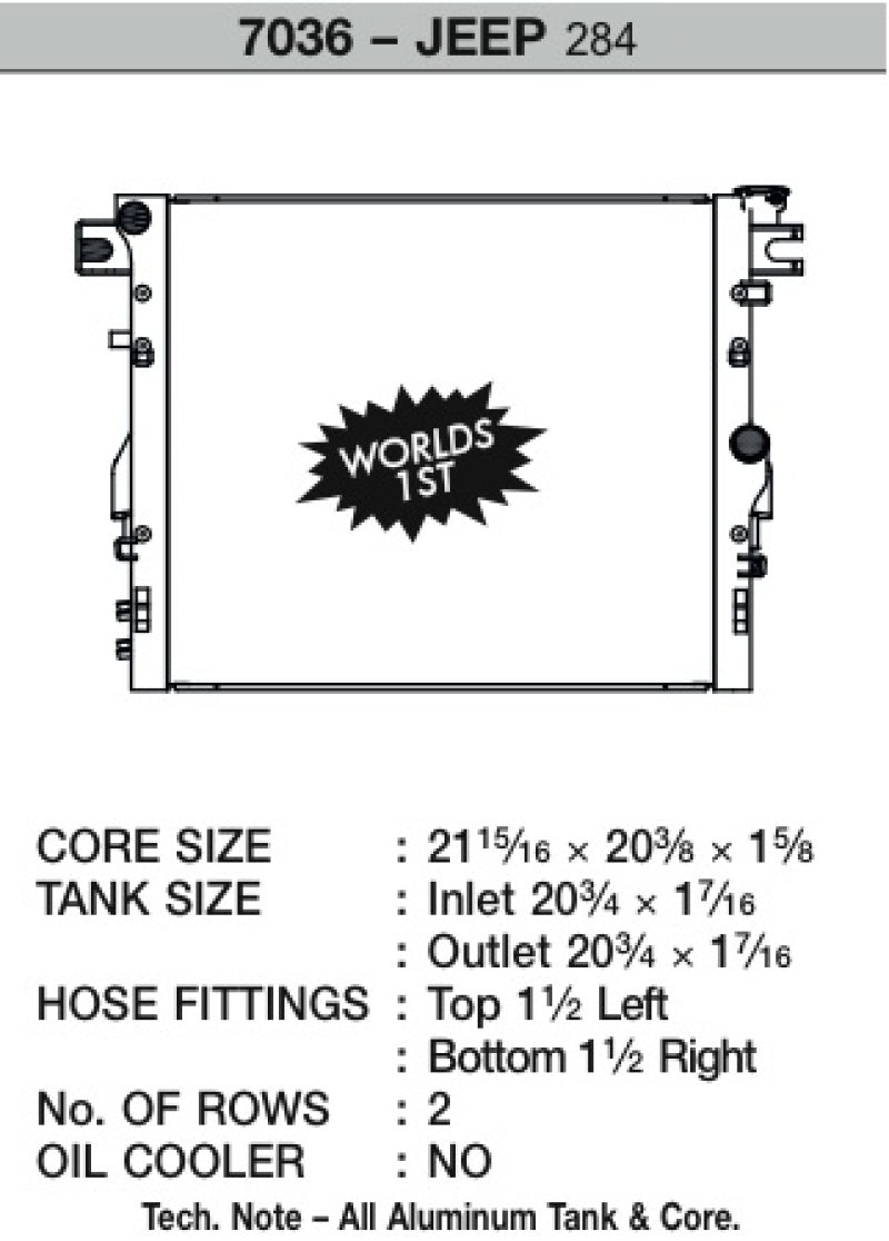 CSF 07-18 Jeep Wrangler (JK) Radiador