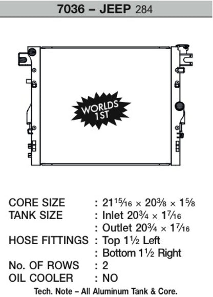CSF 07-18 Jeep Wrangler (JK) Radiador