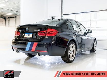 AWE Tuning BMW F3X 340i Touring Edition Escape traseiro - Pontas cromadas (90 mm)