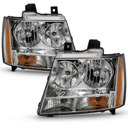 ANZO 2007-2014 Chevy TahOE farol de cristal cromo âmbar (OE)