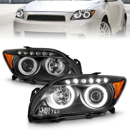 ANZO 2005-2010 Scion Tc Projetor Faróis com Halo Preto (CCFL)